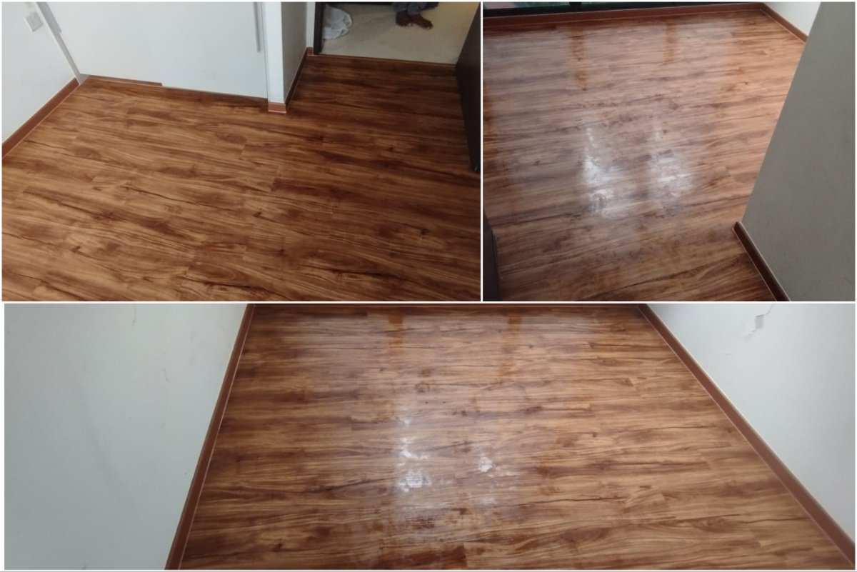 🪵 Seamless Vinyl Flooring with Strong Foundation — Waterproofing, Screeding & Installation
